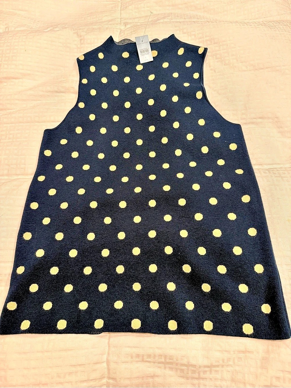 Ann Taylor Polka Dot Sleeveless Top Black & white LP NWT